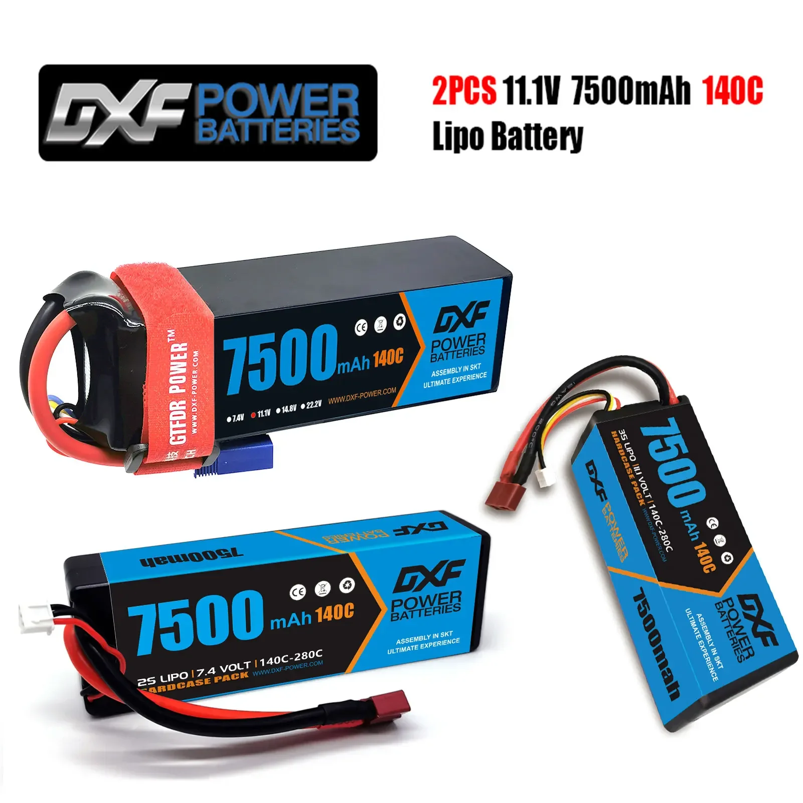 2PCS DXF 3S Lipo Battery 11.1V 7500mAh 140C with XT60 EC5 TRX T/DEANS XT90/XT90s XT150 SoftCase For 1/8 Buggy RC Car Airplane
2PCS DXF 3S Lipo Battery 11.1V 7500mAh 140C with XT60 EC5 TRX T/DEANS XT90/XT90s XT150 SoftCase For 1/8 Buggy RC Car Airplane