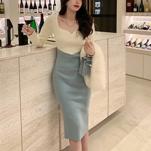 6778 Весеннее платье с заниженным воротником и высокой талией, цветными блоками, чистое желание, элегантное облегающее длинное платье с разрезом внутри для женщин
6778 Весеннее платье с заниженным воротником и высокой талией, цветными блоками, чистое желание, элегантное облегающее длинное платье с разрезом внутри для женщин