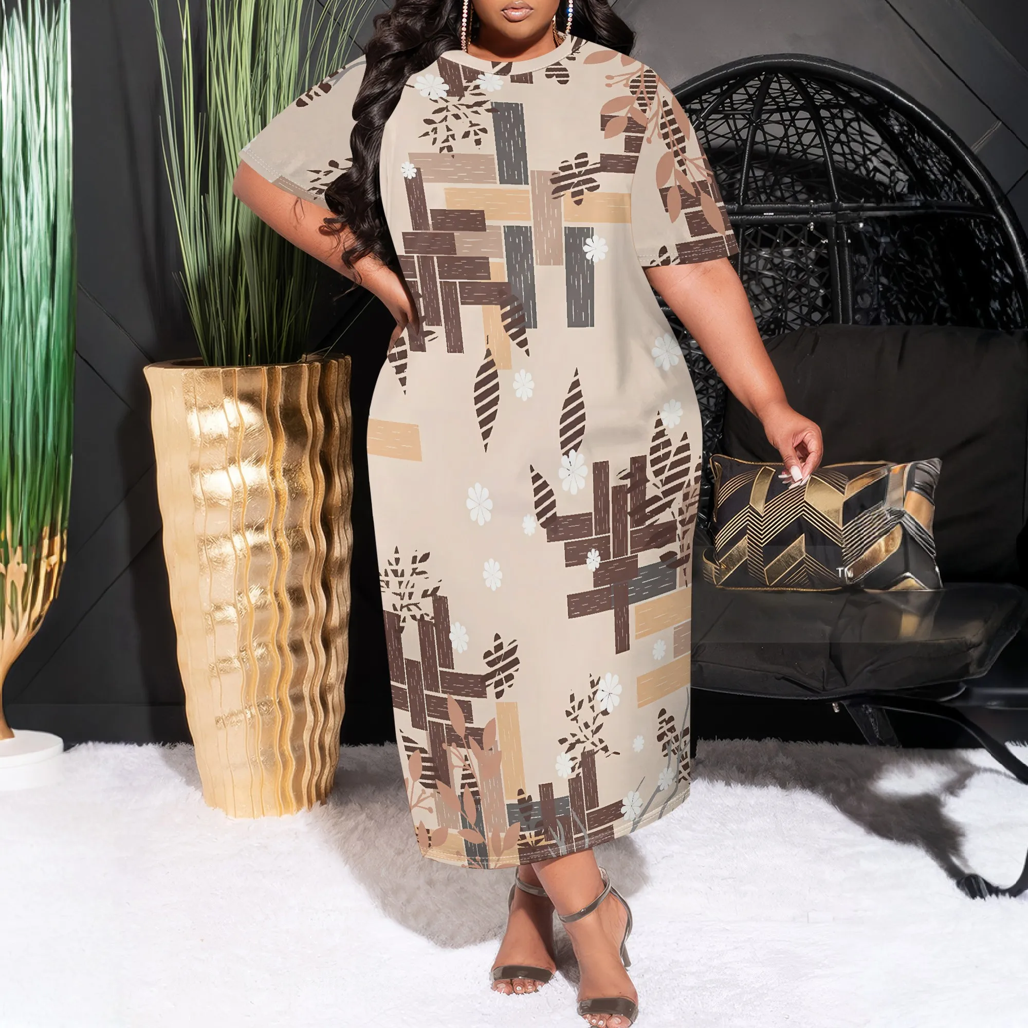 Plus Size Abstract Print Midi Dress for Women Summer Casual Short Sleeve Bodycon Party Outfits
Plus Size Abstract Print Midi Dress for Women Summer Casual Short Sleeve Bodycon Party Outfits