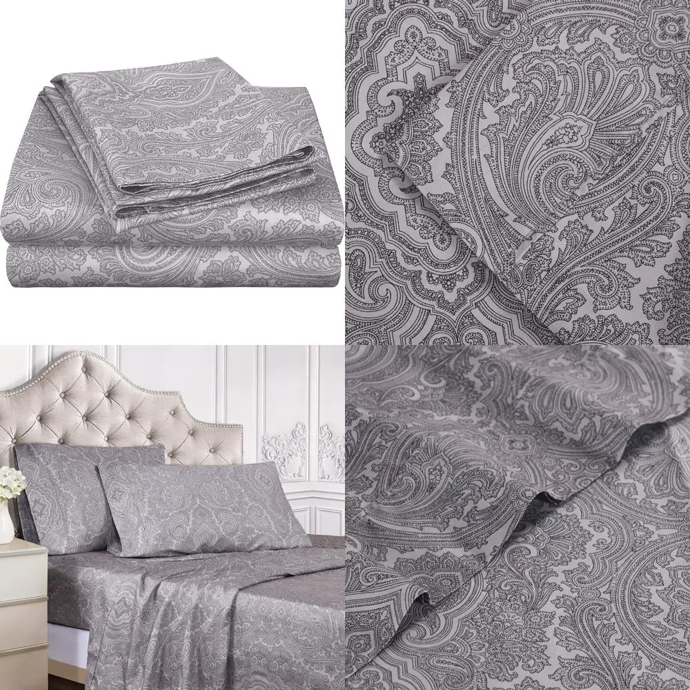 Paisley Patterned, Dark Grey Cotton Blend King/Cal King Duvet Cover Set, Soft & Wrinkle-Free
Paisley Patterned, Dark Grey Cotton Blend King/Cal King Duvet Cover Set, Soft & Wrinkle-Free