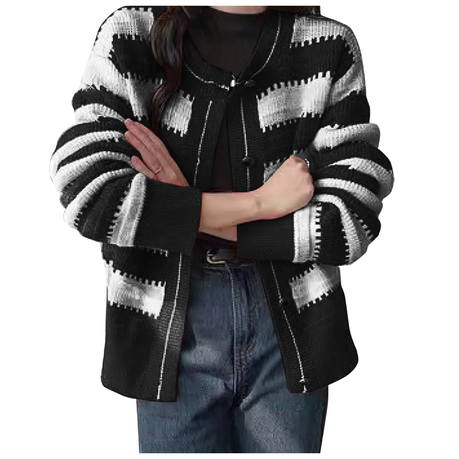 Ladies Korean Version Of Soft Waxy Small Fragrance Sweater Coat Striped Knit Cardigan Womens Long Sleeve T Shirt
Ladies Korean Version Of Soft Waxy Small Fragrance Sweater Coat Striped Knit Cardigan Womens Long Sleeve T Shirt