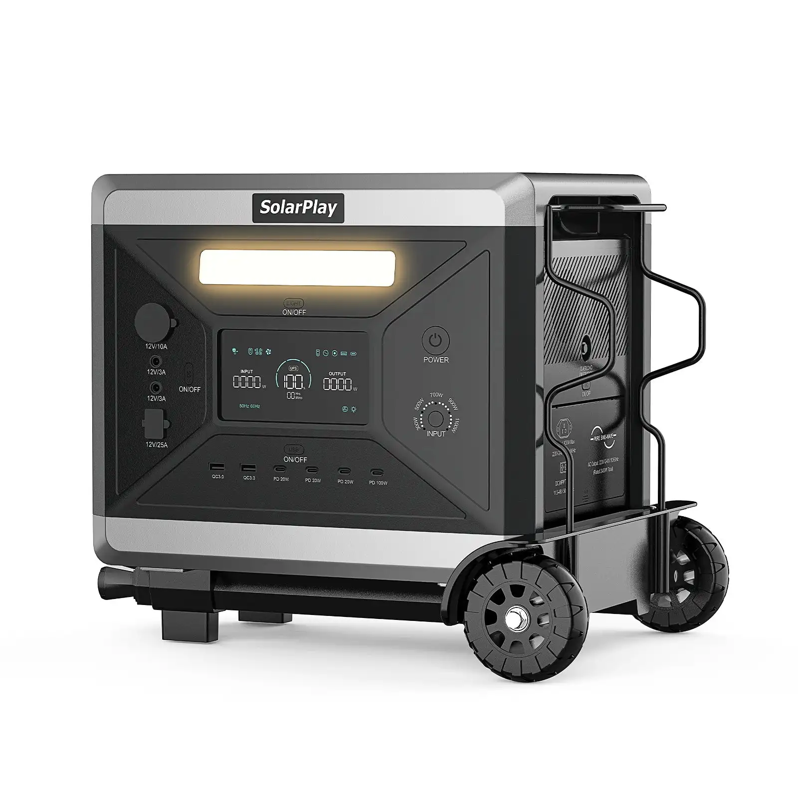 2400W Inverter Portable Power Station With 4 AC Outlets, 4800W Peak Power, 2160Wh Solar Energy Storage System