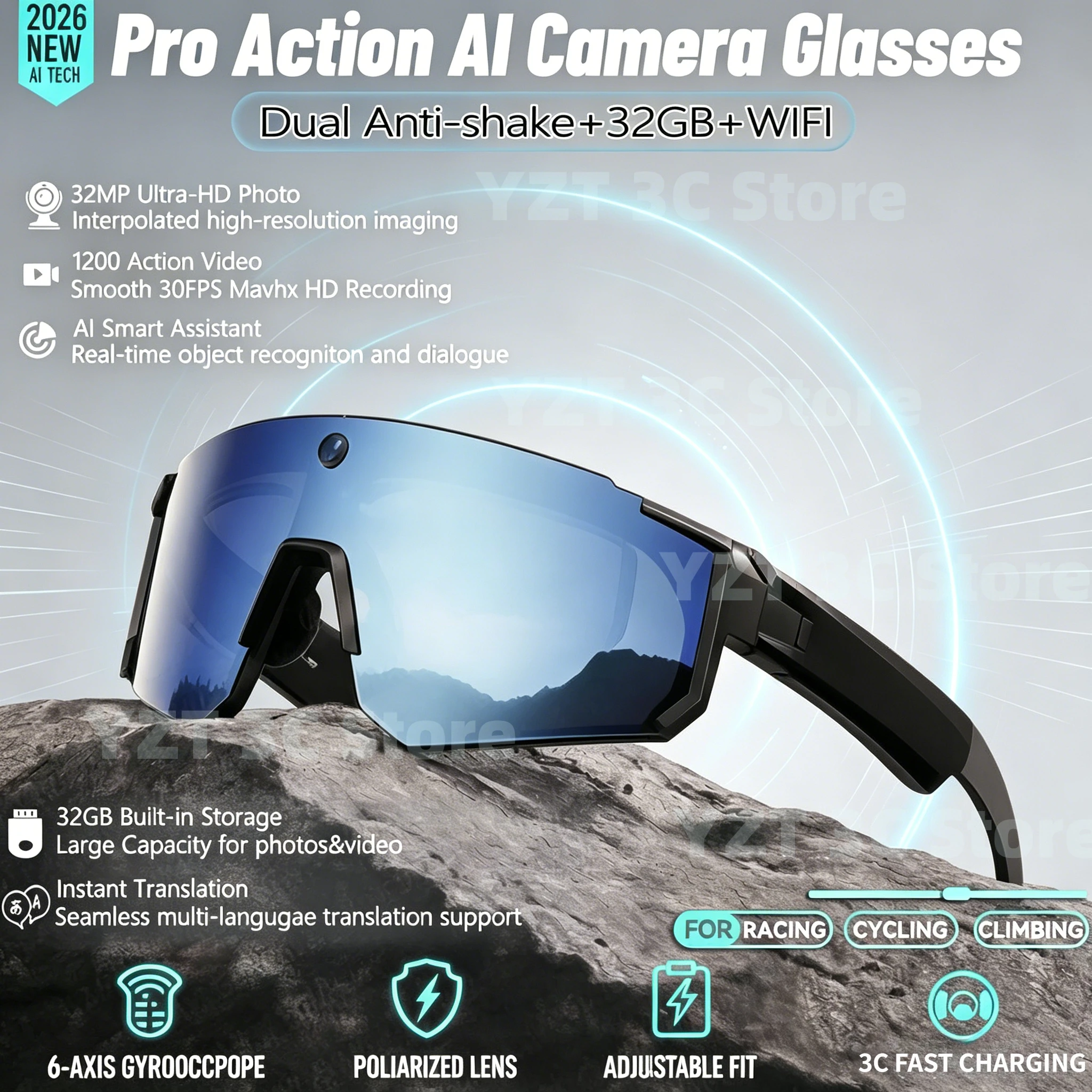 2PC 2026 New AI Smart Glasses 800W Camera HD Anti-shake Hands-free Video Recording Windproof Goggles for Bicycle Cycling Sports
2PC 2026 New AI Smart Glasses 800W Camera HD Anti-shake Hands-free Video Recording Windproof Goggles for Bicycle Cycling Sports