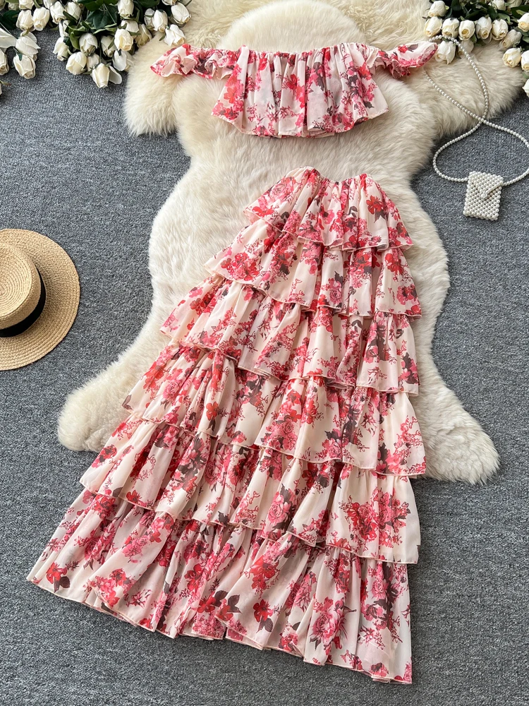 Romantic Floral One-Shoulder Two-Piece Set Women's Summer Slimming High-Quality Sensation Cake Skirt Outfit Commute Casual Wear
Romantic Floral One-Shoulder Two-Piece Set Women's Summer Slimming High-Quality Sensation Cake Skirt Outfit Commute Casual Wear