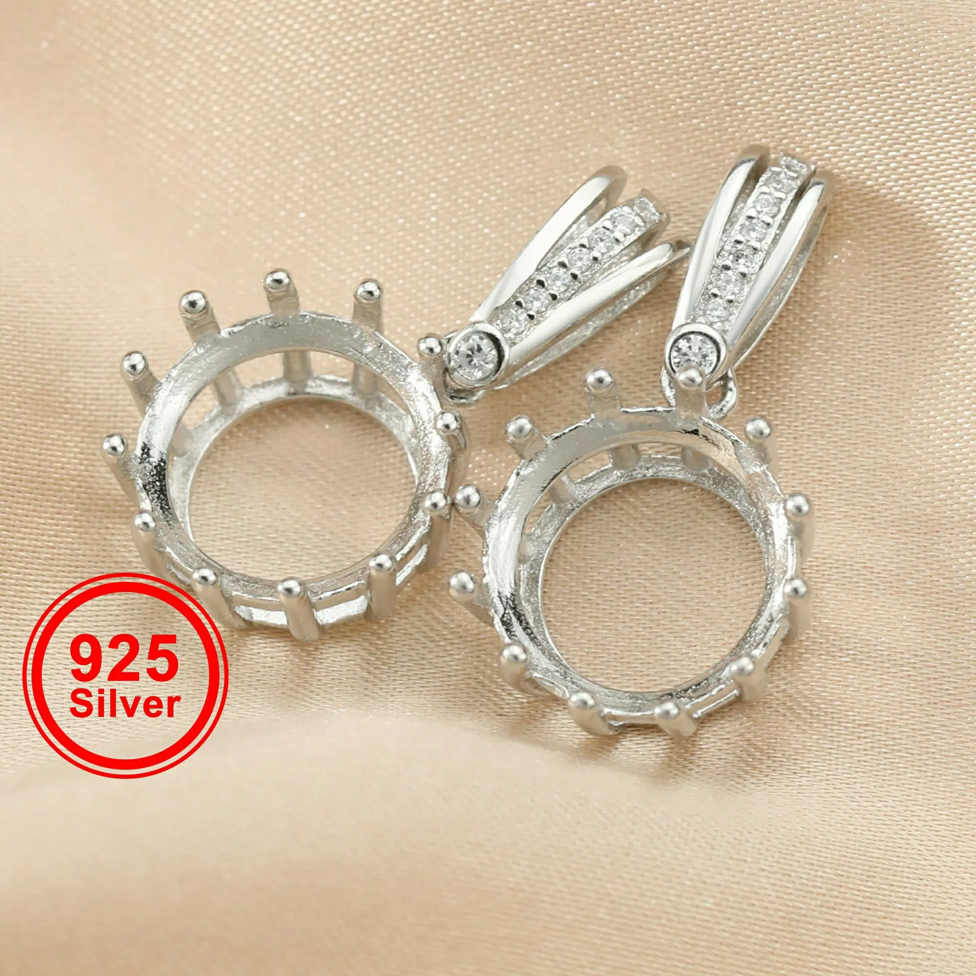 12MM Round Prong Pendant Blank Bezel Settings Simple Solid 925 Sterling Silver DIY Charm Supplies for Gemstone 1411300
12MM Round Prong Pendant Blank Bezel Settings Simple Solid 925 Sterling Silver DIY Charm Supplies for Gemstone 1411300