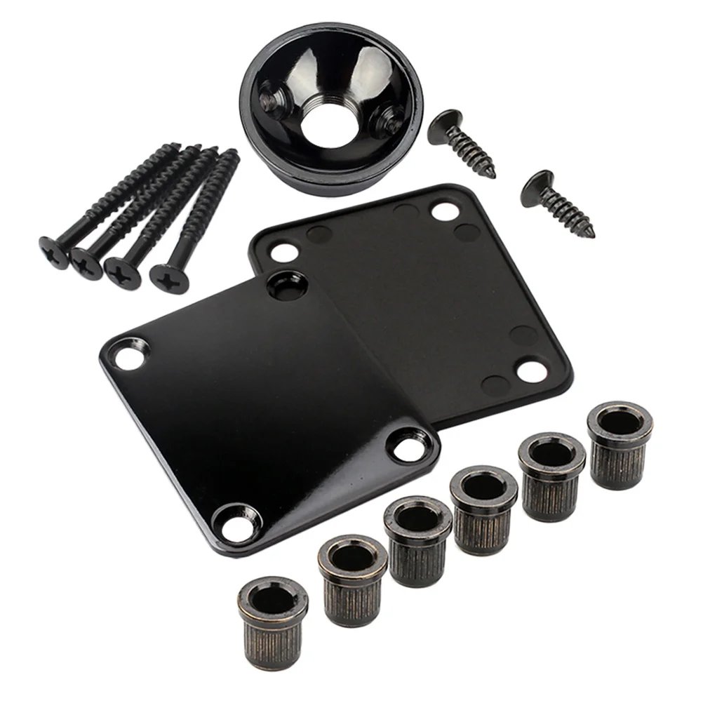 1Set Replacement Electric Guitar Neck Plate String Ferrules Metal Neck Mounting Plate Bass Guitar Parts Repair Accessories