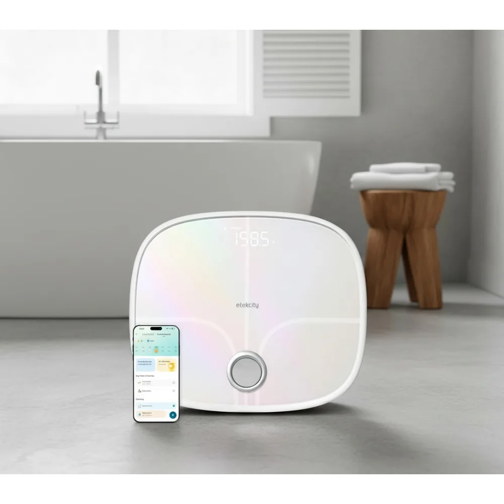 Smart Rechargeable Body Scale with BMI, Fat, Muscle Tracking, Bluetooth App Sync, Secret Mode for Progress Privacy
Smart Rechargeable Body Scale with BMI, Fat, Muscle Tracking, Bluetooth App Sync, Secret Mode for Progress Privacy
