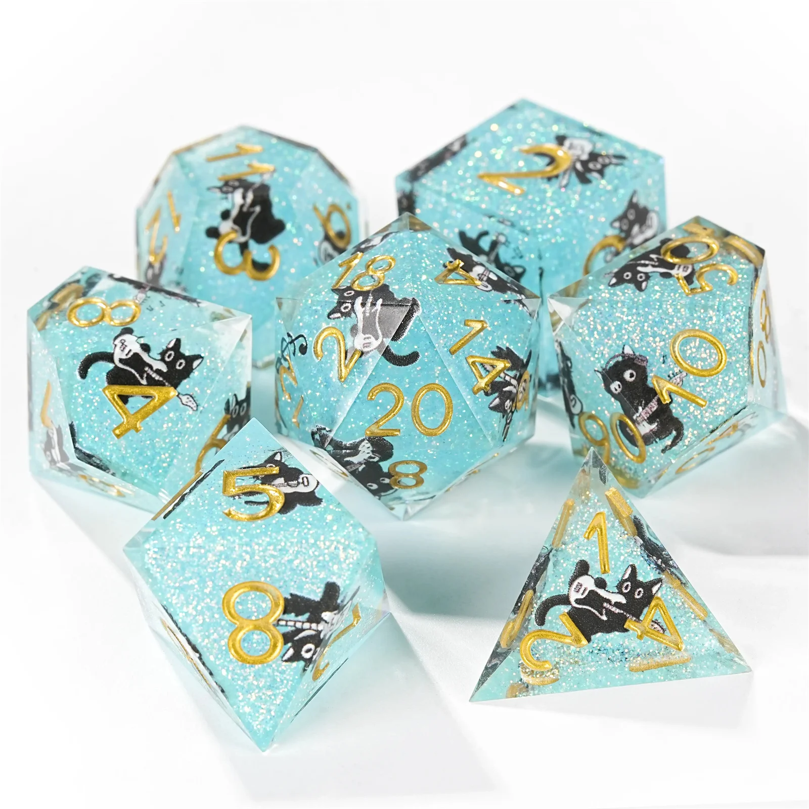 7pcs DND Cyan Cat Cute Dog Blue/Green/Orange Resin Dice Multi-sided Polyhedral Dice for D&D Game COC Role Playing RPG Table
7pcs DND Cyan Cat Cute Dog Blue/Green/Orange Resin Dice Multi-sided Polyhedral Dice for D&D Game COC Role Playing RPG Table