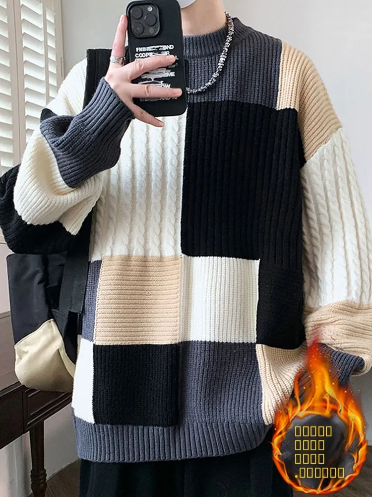 Мужской утепленный вязаный свитер с круглым вырезом и подкладкой из флиса, зимний, теплый, повседневный, свободного кроя, с длинными рукавами, с геометрическим узором
Мужской утепленный вязаный свитер с круглым вырезом и подкладкой из флиса, зимний, теплый, повседневный, свободного кроя, с длинными рукавами, с геометрическим узором