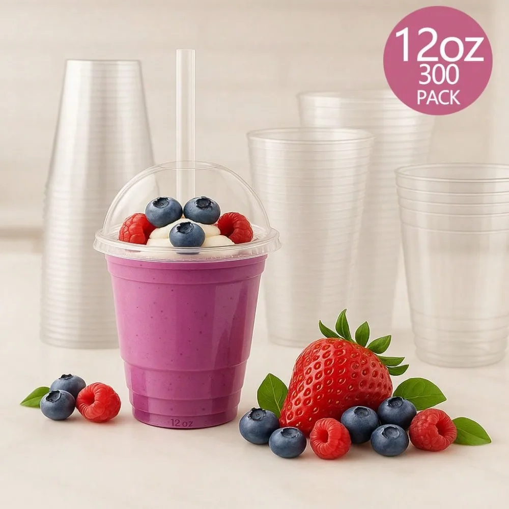 300 Pack Of 12 Oz. Disposable Plastic Coffee Cups With Dome Lids And Straws, Includes 100 Cups, 100 Lids And 100 Straws, Ready-To-Drink Iced Coffee Cups With Lids, Clear Parfait Cups For Parties, Smoothies, Bubble Bobas, Juices, Milkshakes
300 Pack Of 12 Oz. Disposable Plastic Coffee Cups With Dome Lids And Straws, Includes 100 Cups, 100 Lids And 100 Straws, Ready-To-Drink Iced Coffee Cups With Lids, Clear Parfait Cups For Parties, Smoothies, Bubble Bobas, Juices, Milkshakes