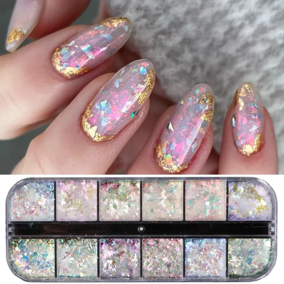 12 Grids Iridescent Nail Aurora Glitter Crystal Fire Flakes Holographic Sparkle Sequins Charms Gel Polish Manicure Flash
12 Grids Iridescent Nail Aurora Glitter Crystal Fire Flakes Holographic Sparkle Sequins Charms Gel Polish Manicure Flash
