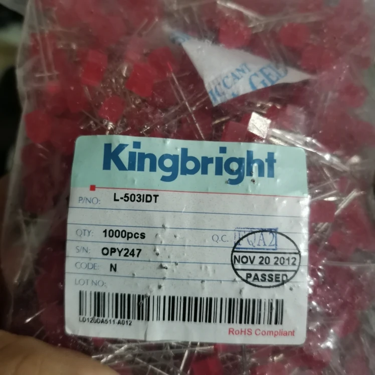 50Pcs/L-503IDT light-emitting tube, highlight red redness 5 × 5 × 7 indicator light
50Pcs/L-503IDT light-emitting tube, highlight red redness 5 × 5 × 7 indicator light