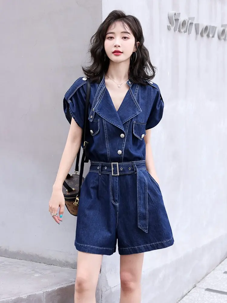 Fashionable Summer Thin Denim Jumpsuit Women's Casual Style Short Pants Slimming Effect Comfortable Cotton Blend Wide Leg
Fashionable Summer Thin Denim Jumpsuit Women's Casual Style Short Pants Slimming Effect Comfortable Cotton Blend Wide Leg