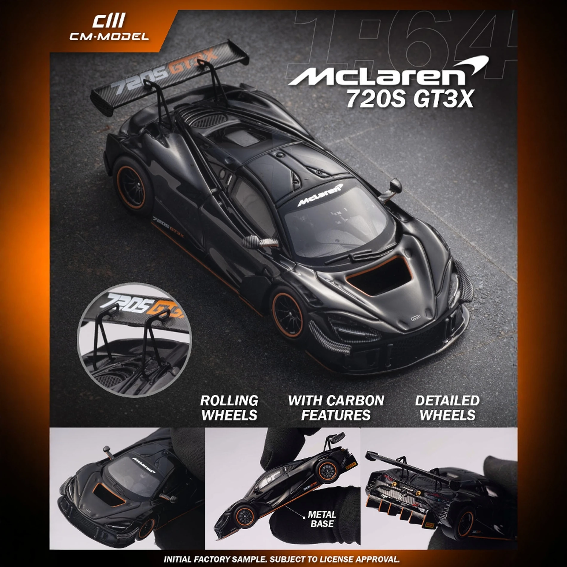 Model 1: 64-piece McLaren 720S GT3X alloy car model figurine in bright black color
Model 1: 64-piece McLaren 720S GT3X alloy car model figurine in bright black color