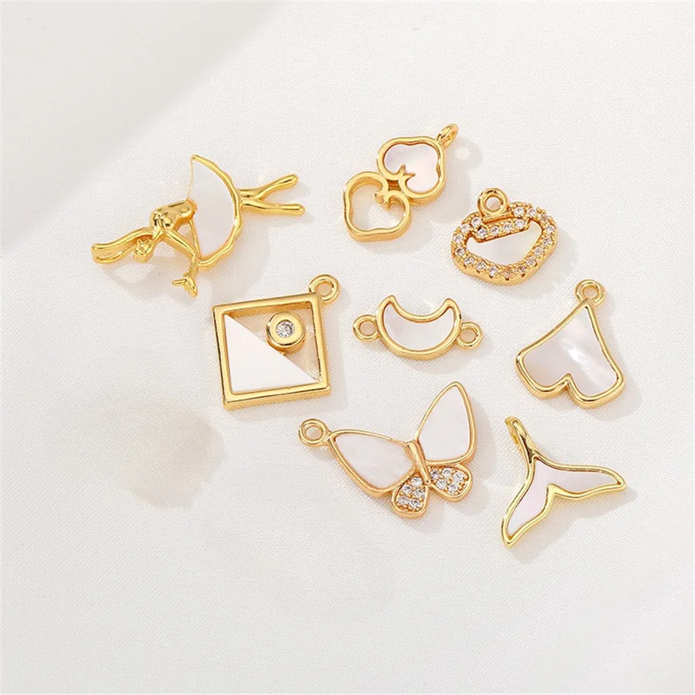 18K Gold Inlaid Zircon Natural White Shell Butterfly Fish Tail Pendant Handcrafted DIY Bracelet Necklace Collarbone Chain Pendan
18K Gold Inlaid Zircon Natural White Shell Butterfly Fish Tail Pendant Handcrafted DIY Bracelet Necklace Collarbone Chain Pendan