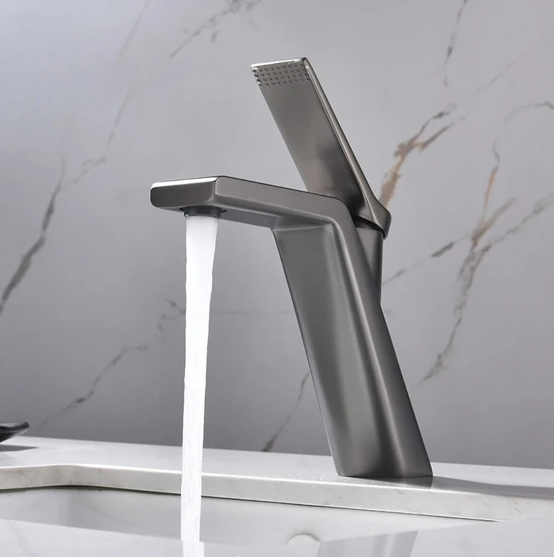 Brass gun gray simple gun gray bathroom basin basin wash basin single hole hot and cold water faucet
Brass gun gray simple gun gray bathroom basin basin wash basin single hole hot and cold water faucet