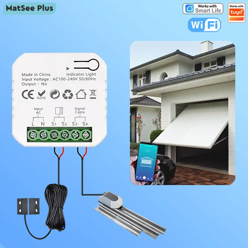 Smart WiFi Garage Door Sliding Gate Opener Wireless Remote Control and Time with App Work with Tuya Google Home AC100-240V
Smart WiFi Garage Door Sliding Gate Opener Wireless Remote Control and Time with App Work with Tuya Google Home AC100-240V