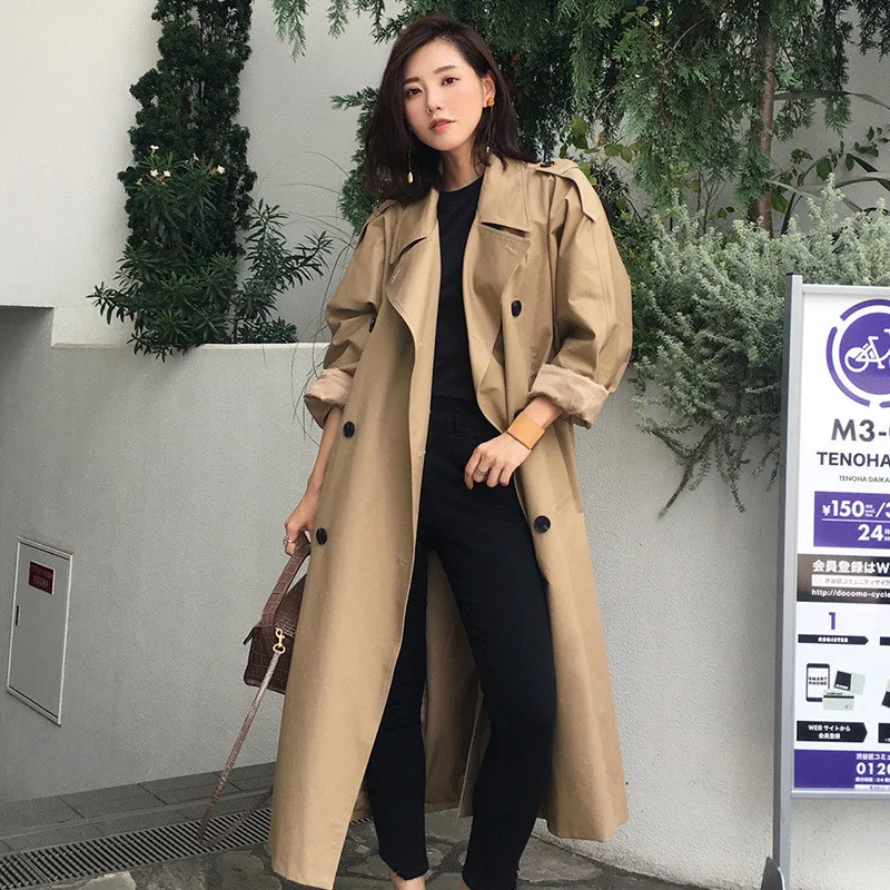 Nice Fall /Autumn khaki Trench Coat Casual Women's Long Loose Casual Female Windbreaker Double breasted With Belt Outerwear R780
Nice Fall /Autumn khaki Trench Coat Casual Women's Long Loose Casual Female Windbreaker Double breasted With Belt Outerwear R780