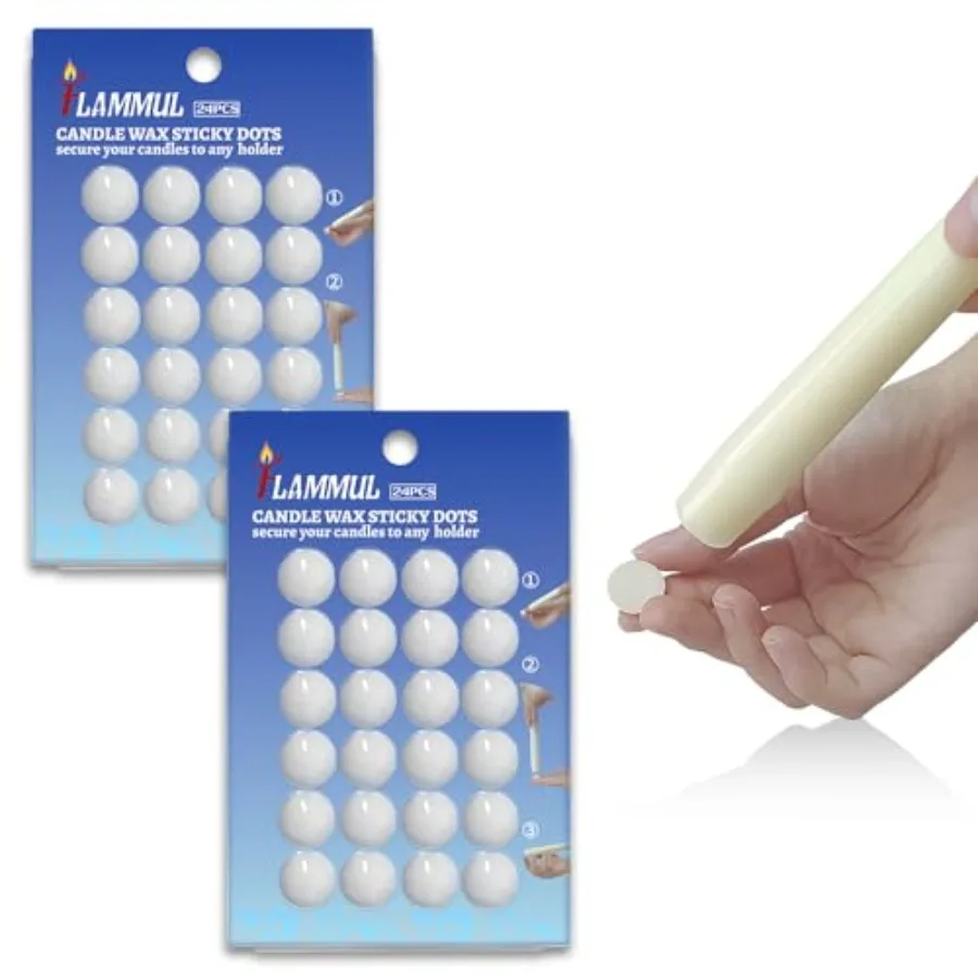 Candle Sticky Dots - White Accessories, Wax Adapter, Adhesive Set of 48
Candle Sticky Dots - White Accessories, Wax Adapter, Adhesive Set of 48