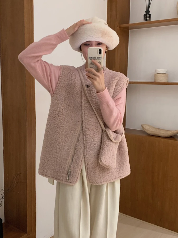 Утепленный жилет Dopne из розовой кожи с меховой подкладкой, женское пальто с подплечниками, корейский стиль, для повседневной носки
Утепленный жилет Dopne из розовой кожи с меховой подкладкой, женское пальто с подплечниками, корейский стиль, для повседневной носки