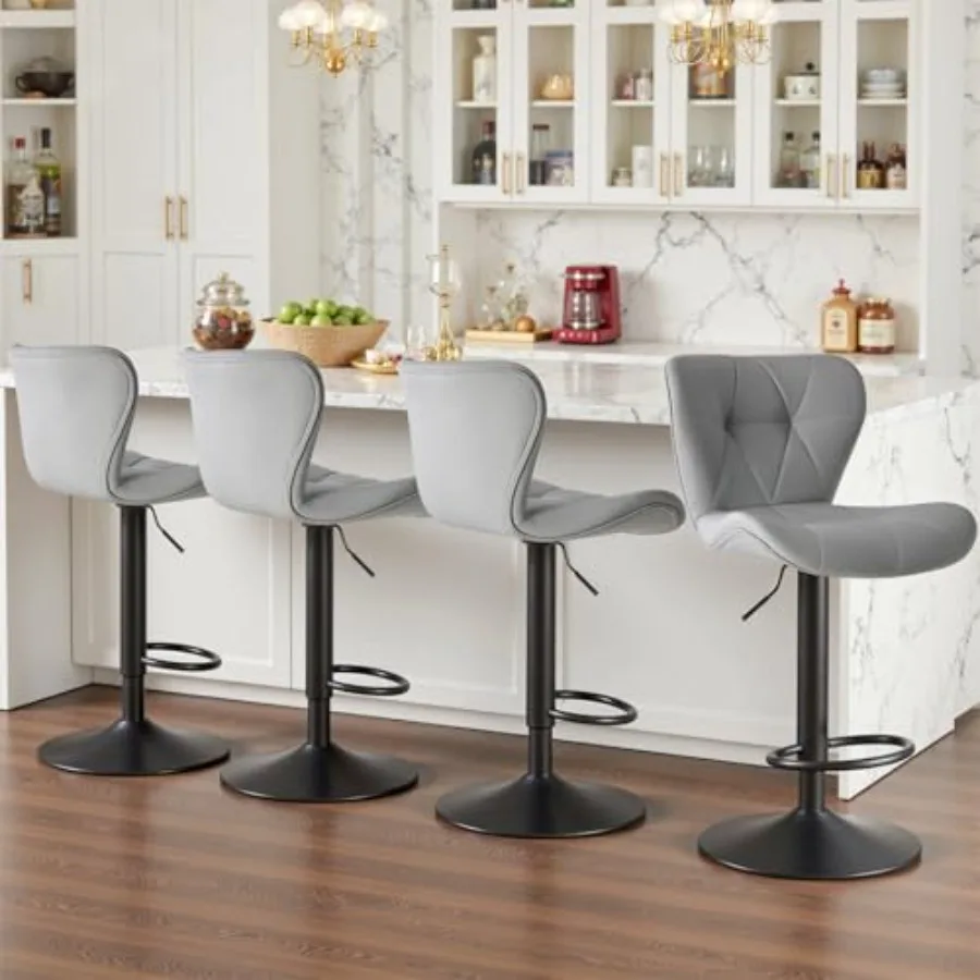 Modern Bar Stools Set of 4 Adjustable Faux Leather Upholstered Swivel Bar Stools Counter Height Bar Chairs with Back for Kitche
Modern Bar Stools Set of 4 Adjustable Faux Leather Upholstered Swivel Bar Stools Counter Height Bar Chairs with Back for Kitche