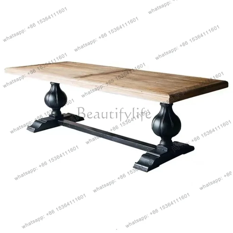 French retro solid wood dining table black American restaurant dining table can be customized
French retro solid wood dining table black American restaurant dining table can be customized