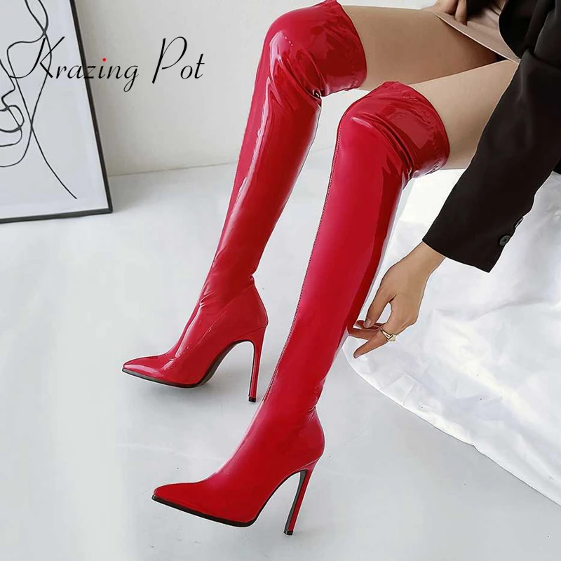 Krazing Pot Ins Big Size European Style Pointed Toe Stiletto Super High Heels Mature Lady Elegant Catwalk Over-the-knee Boots
Krazing Pot Ins Big Size European Style Pointed Toe Stiletto Super High Heels Mature Lady Elegant Catwalk Over-the-knee Boots