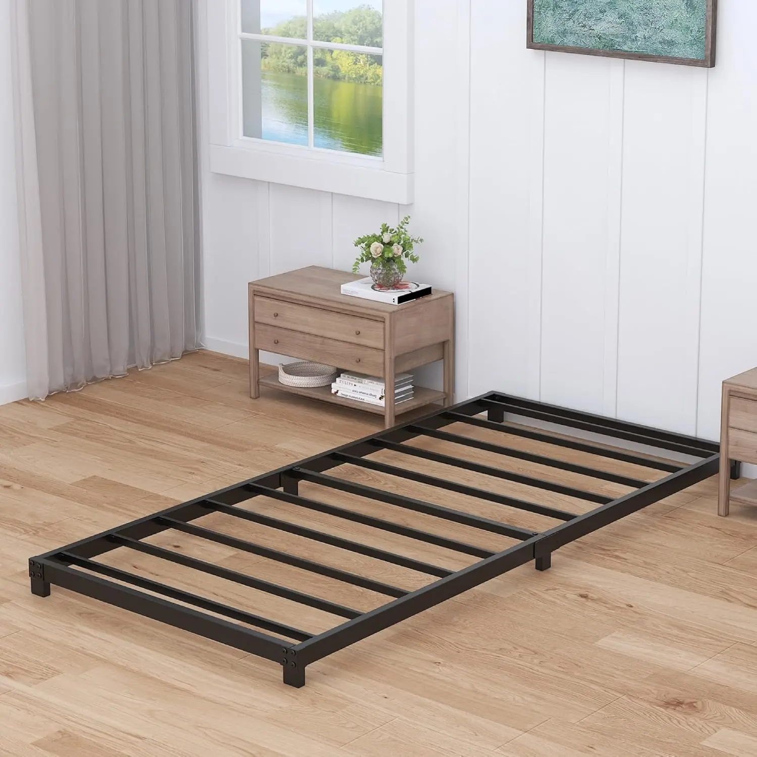Low Profile Twin Bed Frame, Heavy Duty Metal Platform with Easy Assembly, No Box Spring Needed
Low Profile Twin Bed Frame, Heavy Duty Metal Platform with Easy Assembly, No Box Spring Needed