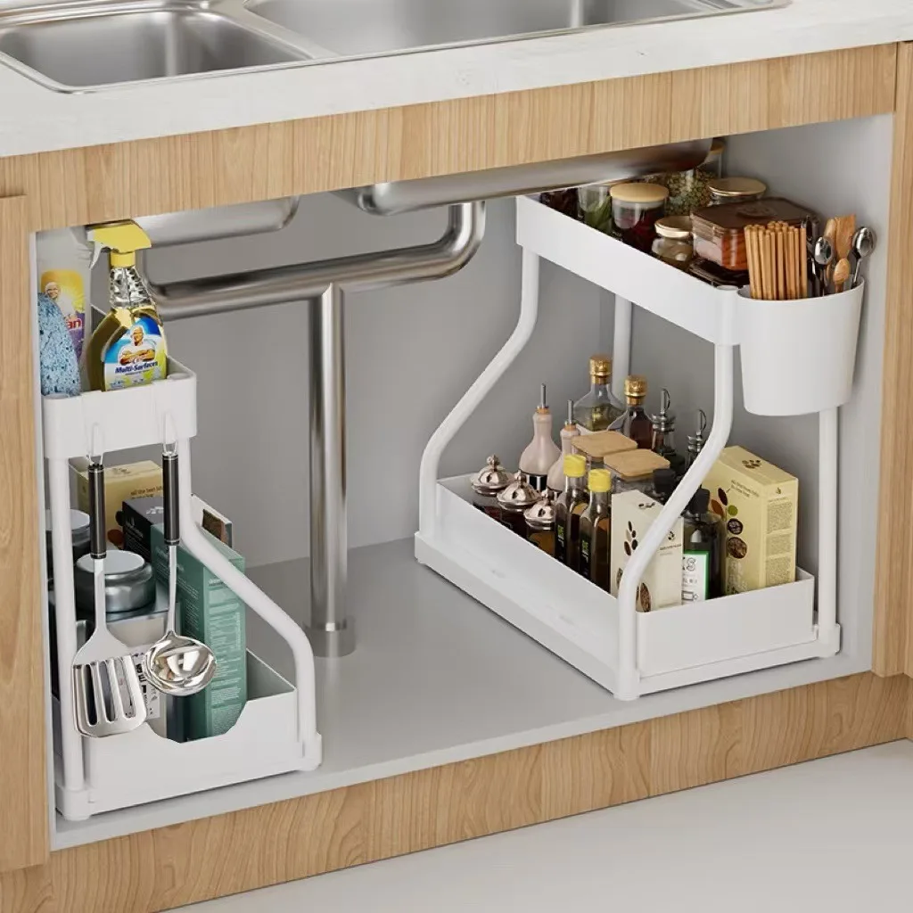 2 Tier Under Sink Pull Out Organizer - Large Capacity Sliding Storage Box for Kitchen Cabinet & Bathroom, Space Saving Drawer
2 Tier Under Sink Pull Out Organizer - Large Capacity Sliding Storage Box for Kitchen Cabinet & Bathroom, Space Saving Drawer