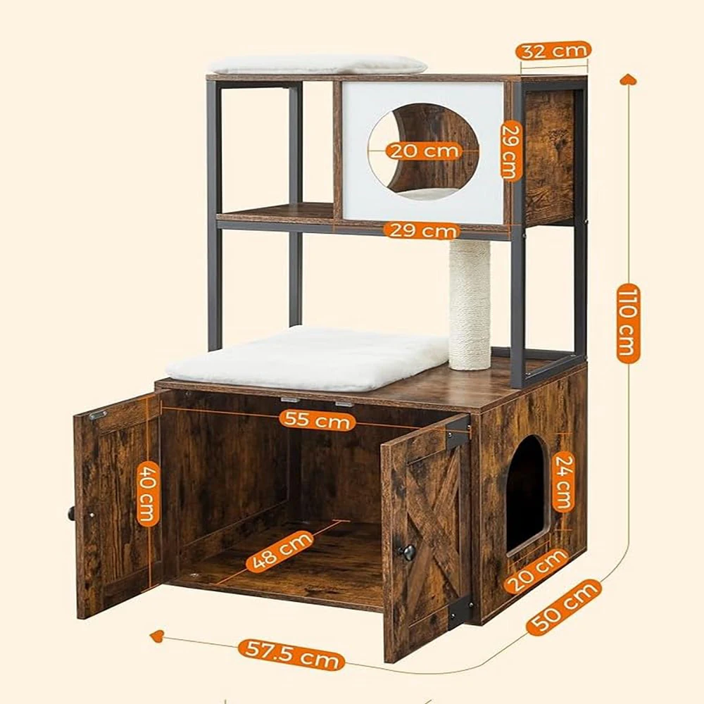 Cat Tree with Litter Box Enclosure | Modern Cat Tower with Condo, Hammock, Scratching Post, Hanging Ball | Wooden Pet House
Cat Tree with Litter Box Enclosure | Modern Cat Tower with Condo, Hammock, Scratching Post, Hanging Ball | Wooden Pet House