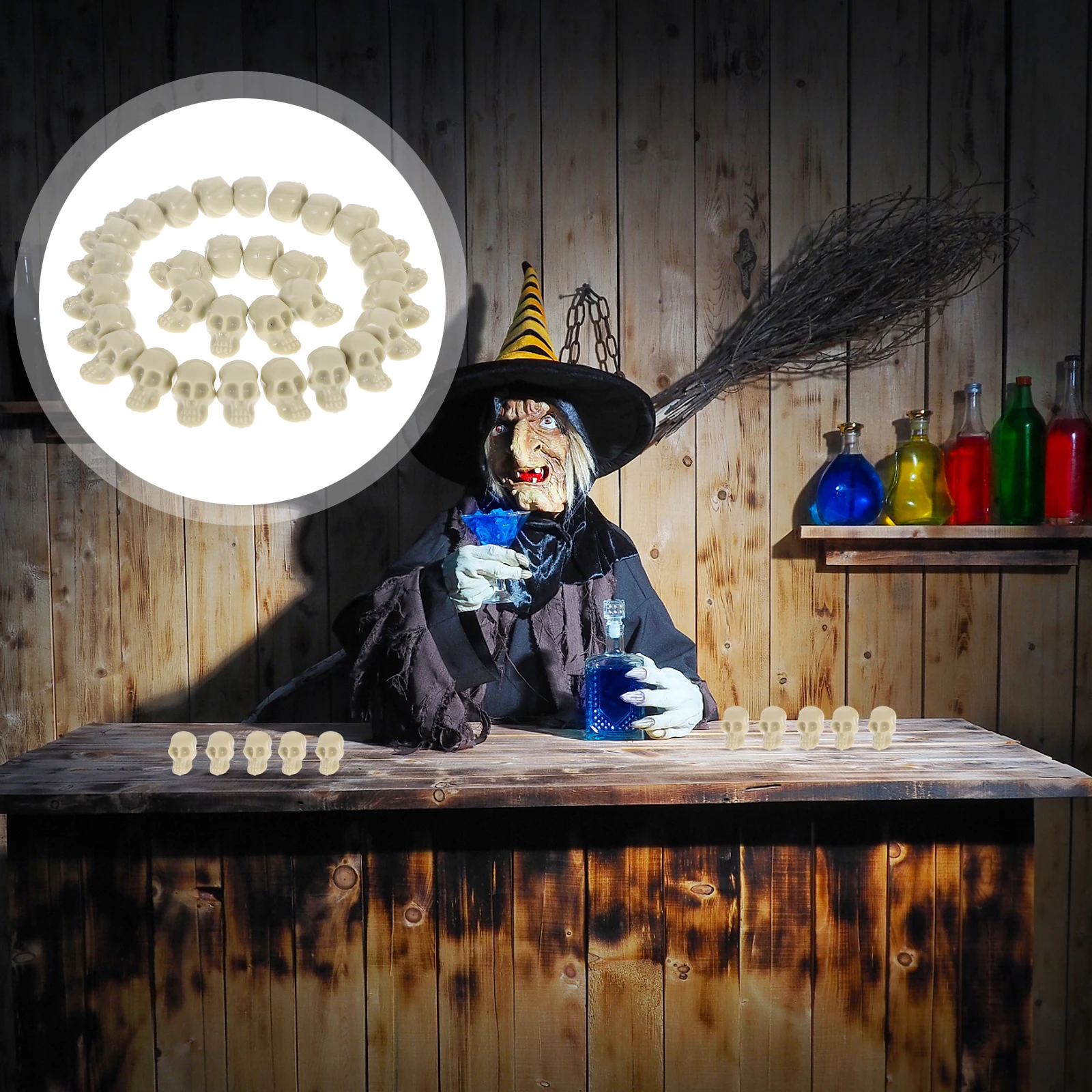 50Pcs Halloween Skull Decoration Mini Plastic Heads Realistic Atmosphere Decor for Home Party Office Hotel Display
50Pcs Halloween Skull Decoration Mini Plastic Heads Realistic Atmosphere Decor for Home Party Office Hotel Display