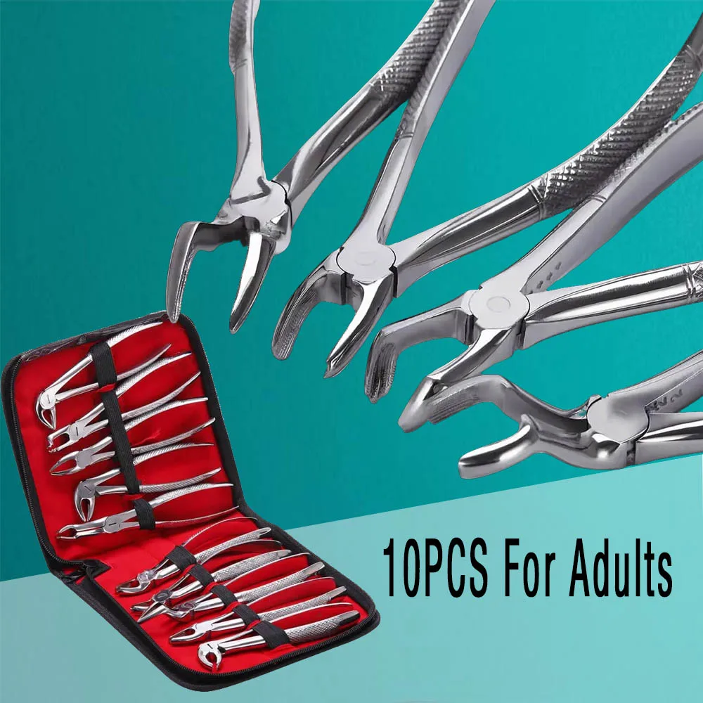 Stainless Steel Dental Extraction Forceps Kit 10Pcs Set for Adults 7Pcs Set Surgical Teeth Extraction Forceps for Children
Stainless Steel Dental Extraction Forceps Kit 10Pcs Set for Adults 7Pcs Set Surgical Teeth Extraction Forceps for Children