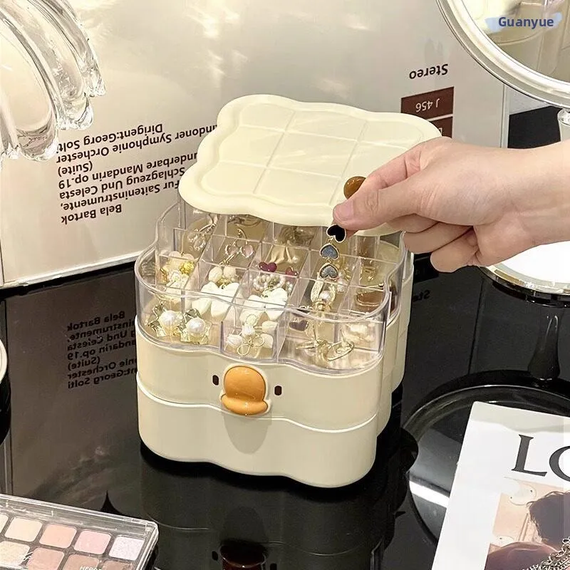 Cute Rotating Jewelry Box Earring Ring Holder Storage Case Compact Desktop Organizer Plastic Accessory for Home Storage
Cute Rotating Jewelry Box Earring Ring Holder Storage Case Compact Desktop Organizer Plastic Accessory for Home Storage