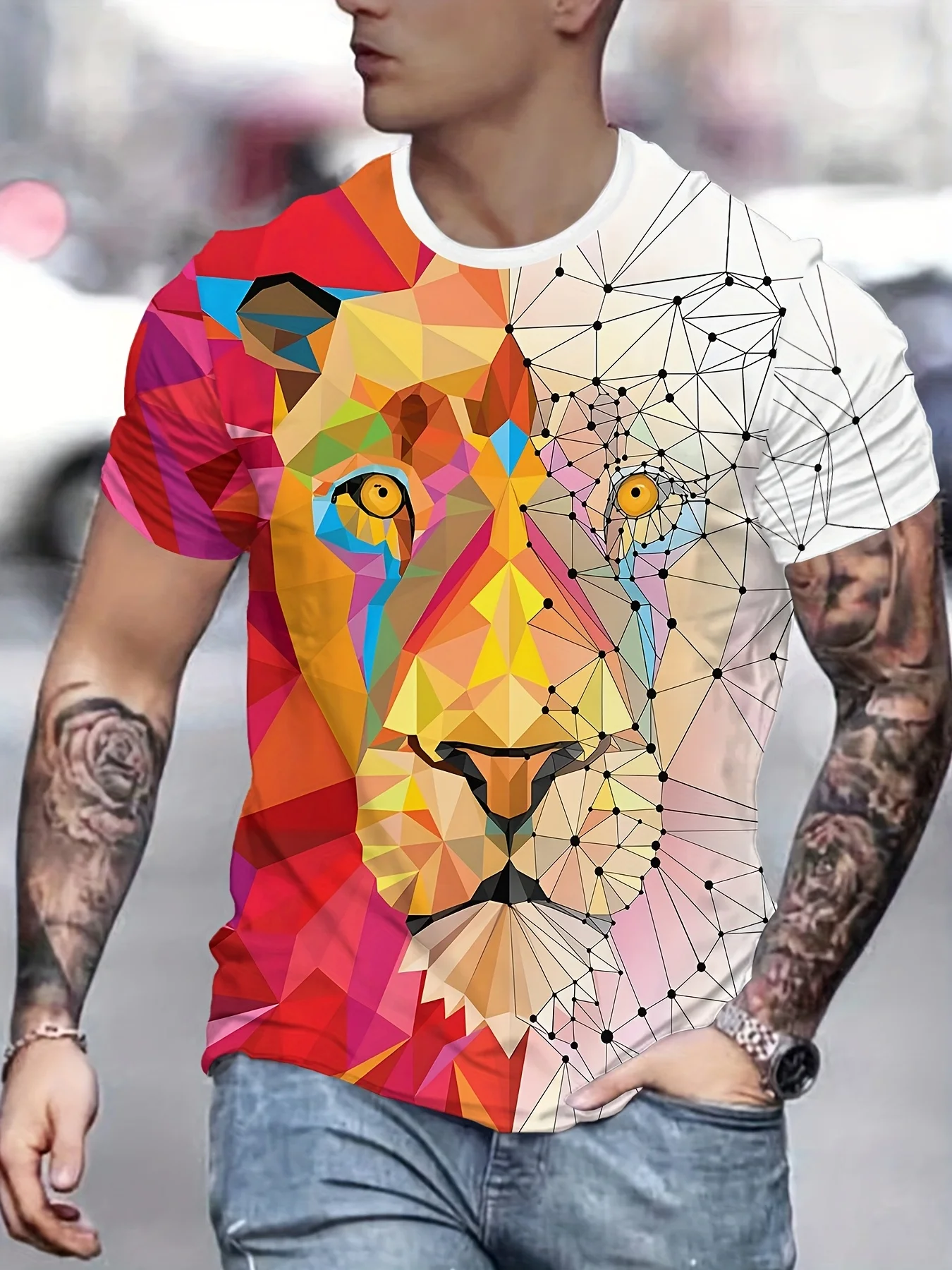 Men's Vibrant Pink & Green Floral Digital Print T-Shirt - Casual Summer Short Sleeve Crewneck
Men's Vibrant Pink & Green Floral Digital Print T-Shirt - Casual Summer Short Sleeve Crewneck