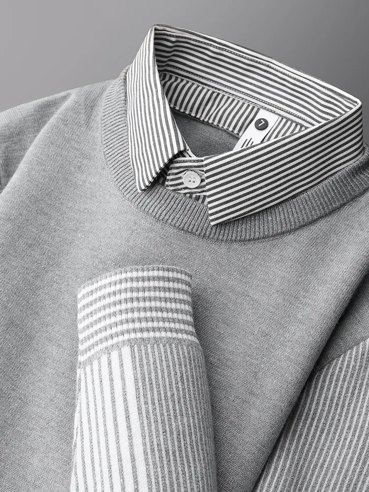 Knitted Shirt Collar Sweater Men's Business Casual Stripe Warm Long Sleeve Fashionable Urban Style Winter Knitwear
Knitted Shirt Collar Sweater Men's Business Casual Stripe Warm Long Sleeve Fashionable Urban Style Winter Knitwear