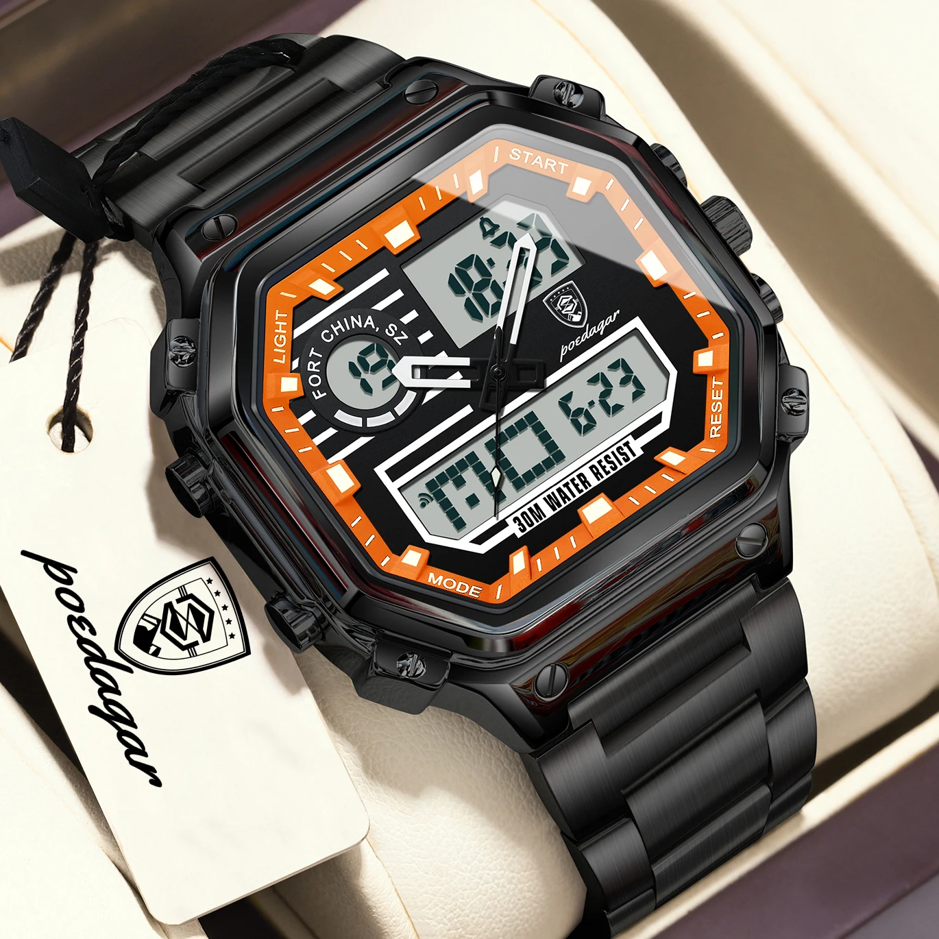 POEDAGAR Fashion Quartz Men Clock Waterproof Luminous Stainless Steel LED Man Watch Week Date Electronic Military Men's Watches
POEDAGAR Fashion Quartz Men Clock Waterproof Luminous Stainless Steel LED Man Watch Week Date Electronic Military Men's Watches
