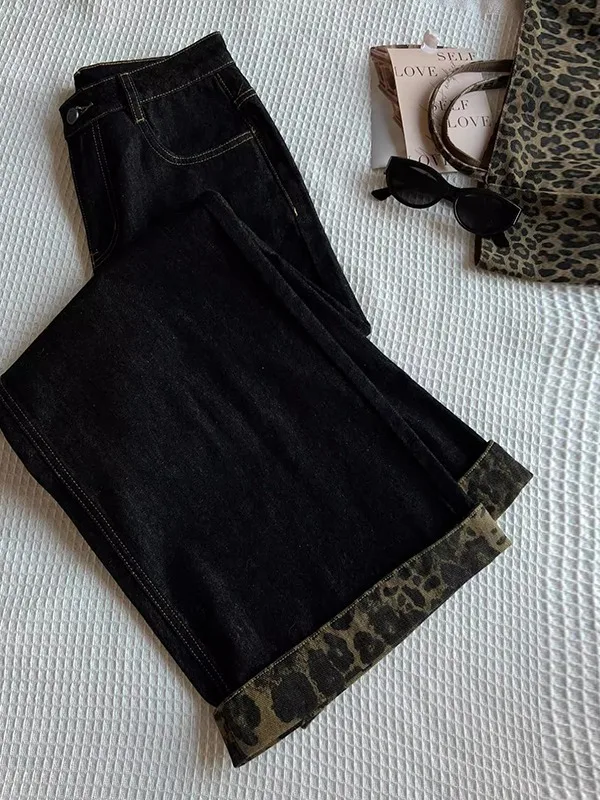plus Size Leopard Print Wide Leg Knife Jeans Women's Spring Autumn Pear Shape Loose Fit High Waist Scythe Pants
plus Size Leopard Print Wide Leg Knife Jeans Women's Spring Autumn Pear Shape Loose Fit High Waist Scythe Pants