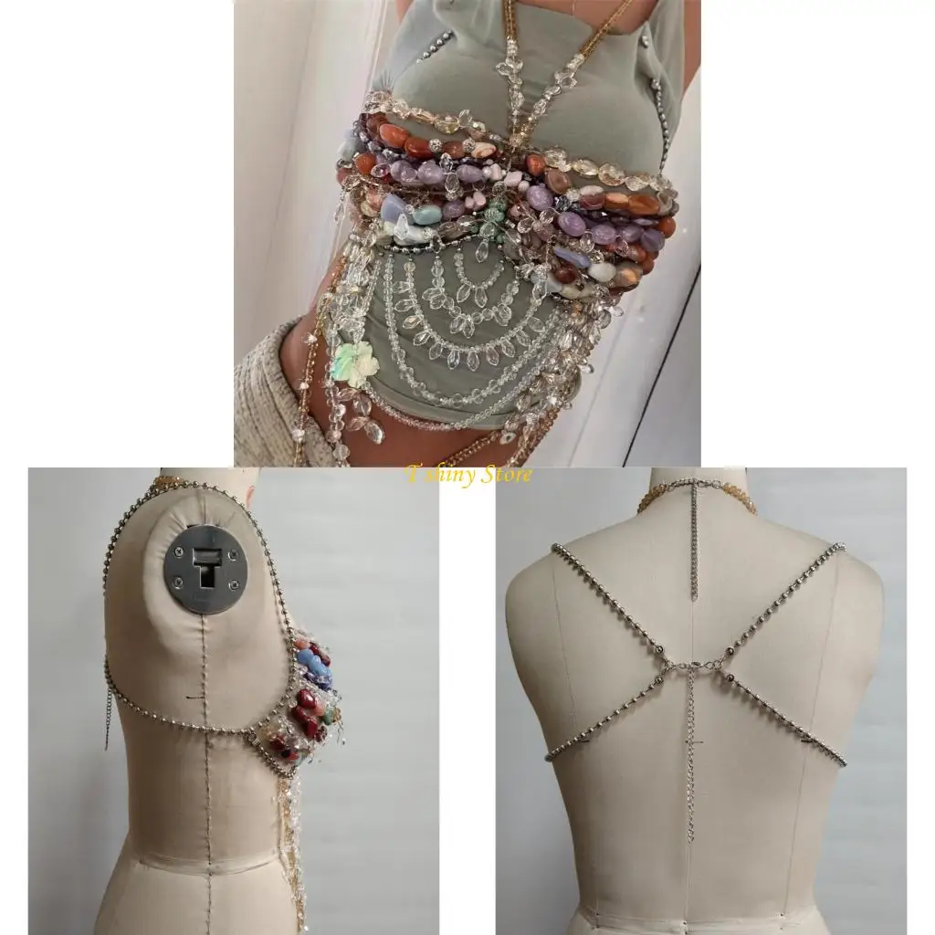 N58F Handmade Gemstones Body Chain Layer Bralette Top For Women Beach Party Wear
N58F Handmade Gemstones Body Chain Layer Bralette Top For Women Beach Party Wear