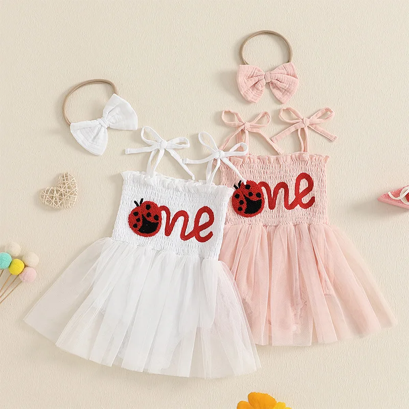 Summer Baby Clothes 6-18M Toddler Bodysuit Infant Girls 1ST Bithday Dress Ladybug Embroidered Suspender Mesh Skirt with Headband
Summer Baby Clothes 6-18M Toddler Bodysuit Infant Girls 1ST Bithday Dress Ladybug Embroidered Suspender Mesh Skirt with Headband
