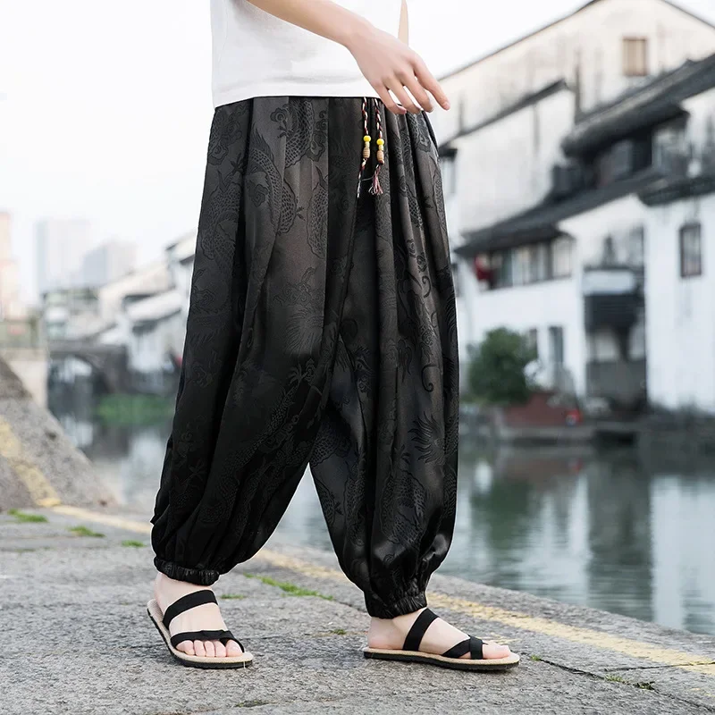 Men's Pants Dragon Pattern Chinese Loose Trousers Smooth Satin Pants Taiji Comfortable Beach Pants Men's Loose Casual Pants
Men's Pants Dragon Pattern Chinese Loose Trousers Smooth Satin Pants Taiji Comfortable Beach Pants Men's Loose Casual Pants