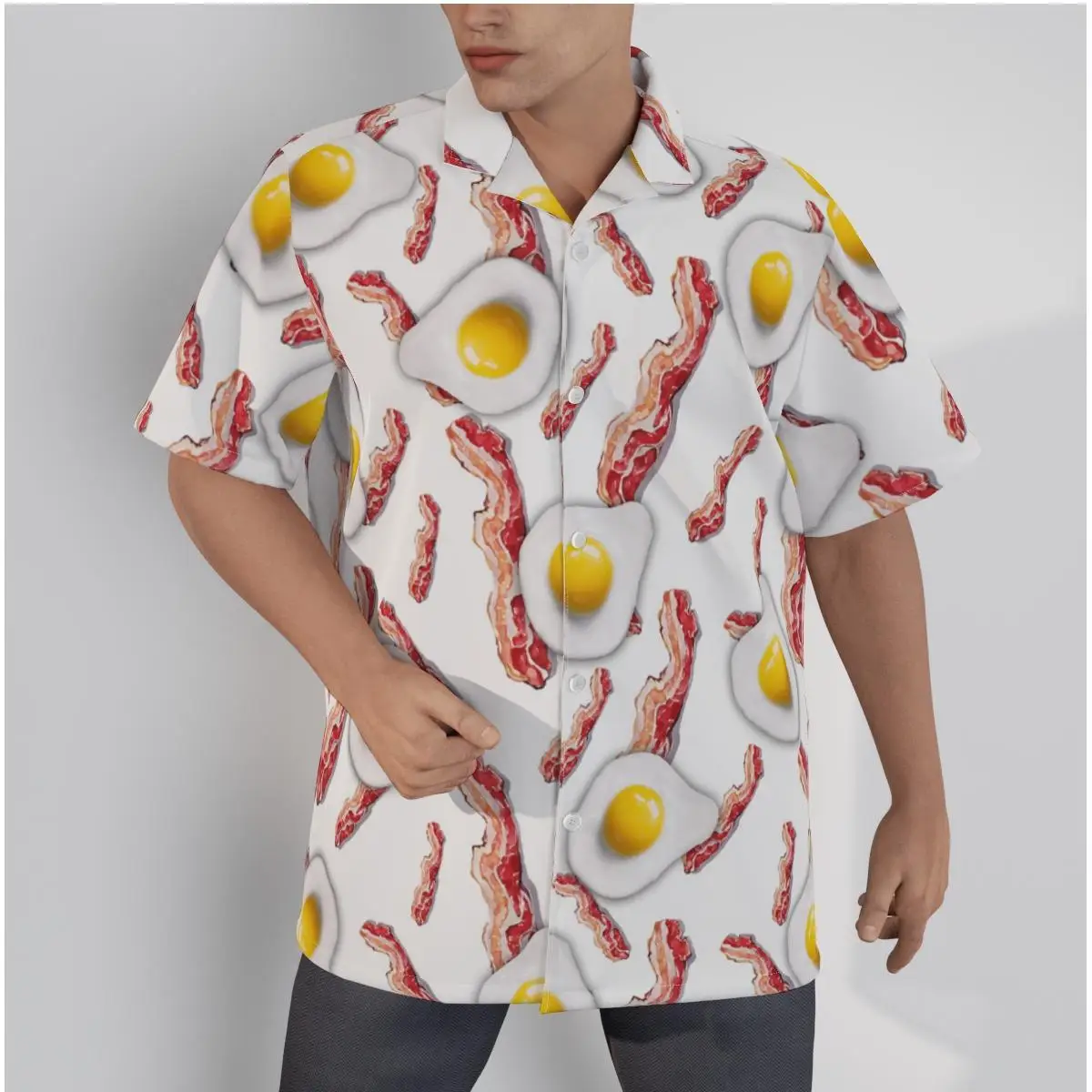 Men's Hawaiian Shirt Fried Egg and Bacon Print Beach Short Sleeve Summer Casual Button Up Patchwork Tops 3D Shirts
Men's Hawaiian Shirt Fried Egg and Bacon Print Beach Short Sleeve Summer Casual Button Up Patchwork Tops 3D Shirts