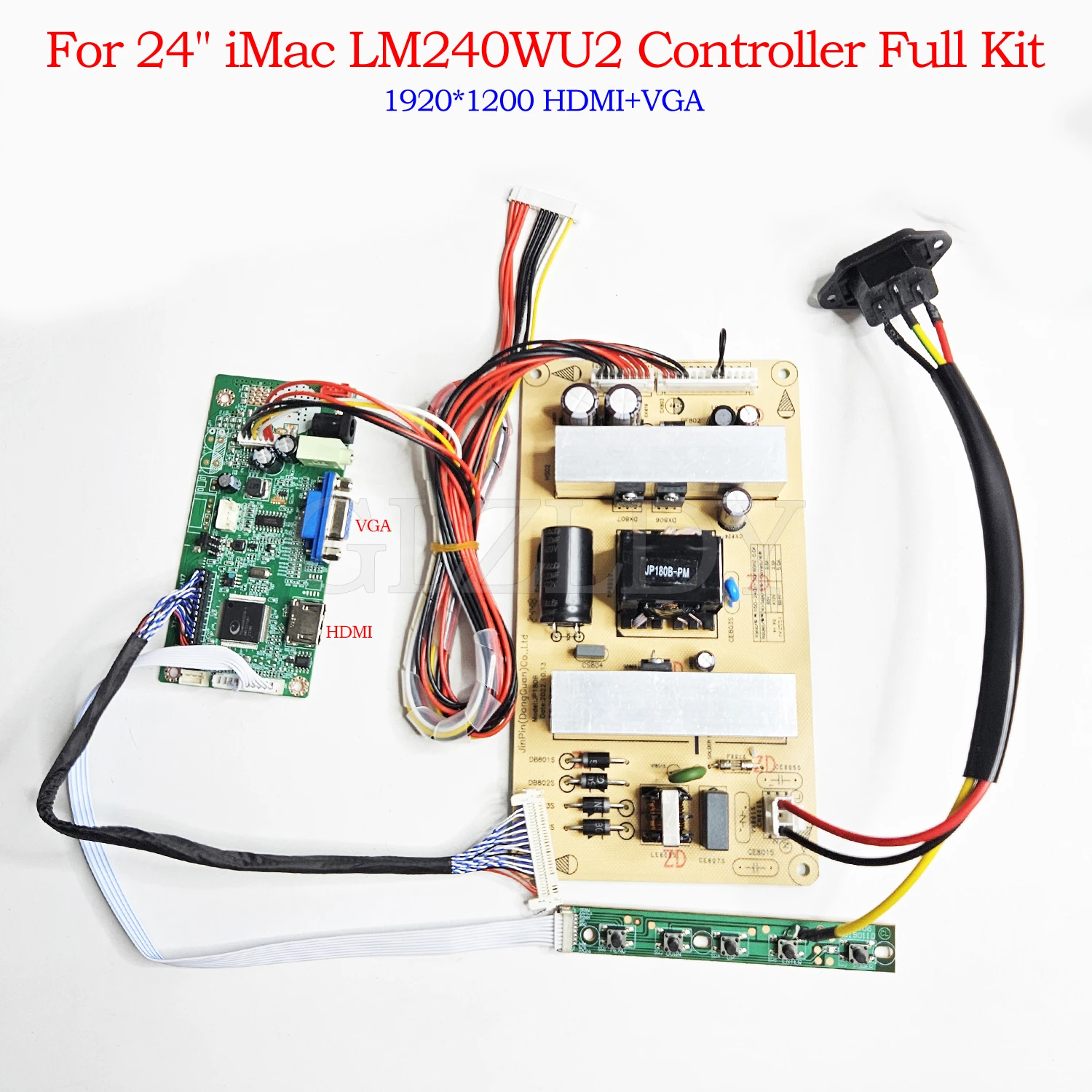LCD Controller For iMac A1225 LM240WU2-SLB3 LM240WU2-SLB4 HDMI+VGA LCD LED Screen Driver Board with PSU Power 1920*1200
LCD Controller For iMac A1225 LM240WU2-SLB3 LM240WU2-SLB4 HDMI+VGA LCD LED Screen Driver Board with PSU Power 1920*1200