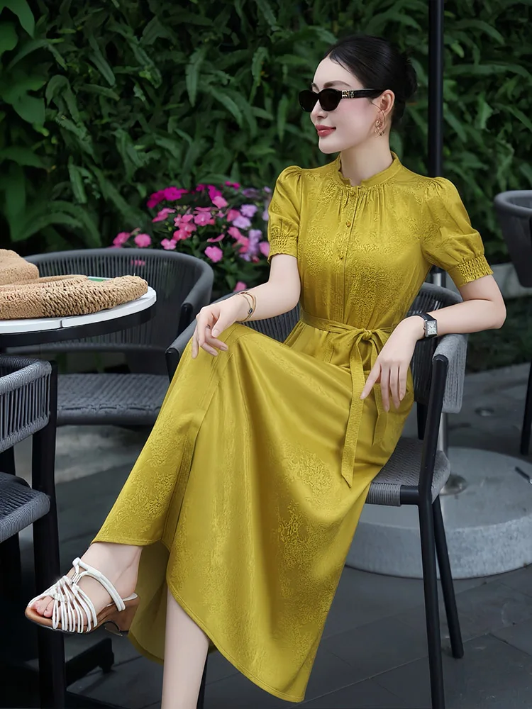 JUNLINNA Women High Street Dress Summer Crew Neck Short Sleeve Single Breasted Party Holiday Midi Vestidos Waist Slims
JUNLINNA Women High Street Dress Summer Crew Neck Short Sleeve Single Breasted Party Holiday Midi Vestidos Waist Slims