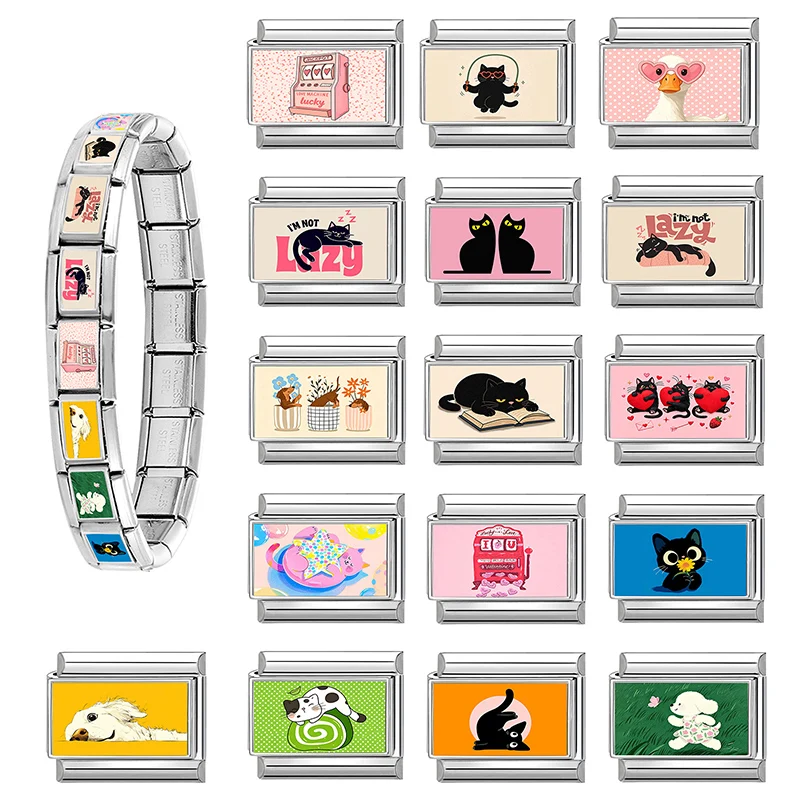 Creative Lovely Animals Cat Dog Flowers Heart Y2K Star Italian Charm Links 9MM Stainless Steel Bracelet DIY Making Jewelry
Creative Lovely Animals Cat Dog Flowers Heart Y2K Star Italian Charm Links 9MM Stainless Steel Bracelet DIY Making Jewelry