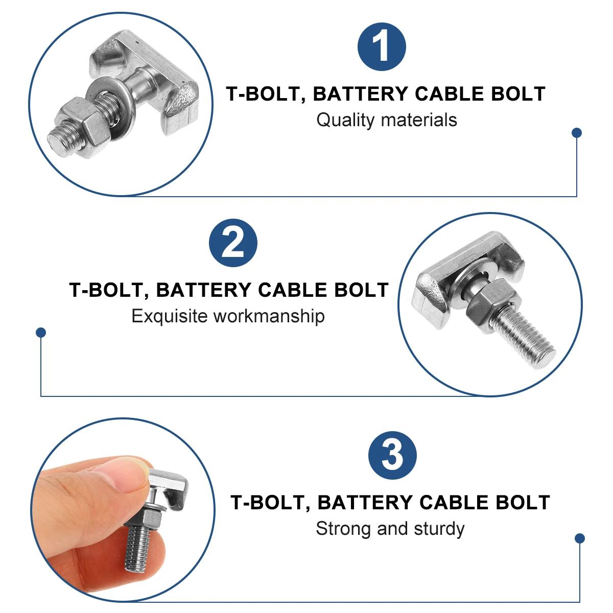 2pcs Stainless Steel T Bolt Cable Terminal Car Screw Truck Replacement Connector T-Bolt Durable Corrosion 
2pcs Stainless Steel T Bolt Cable Terminal Car Screw Truck Replacement Connector T-Bolt Durable Corrosion