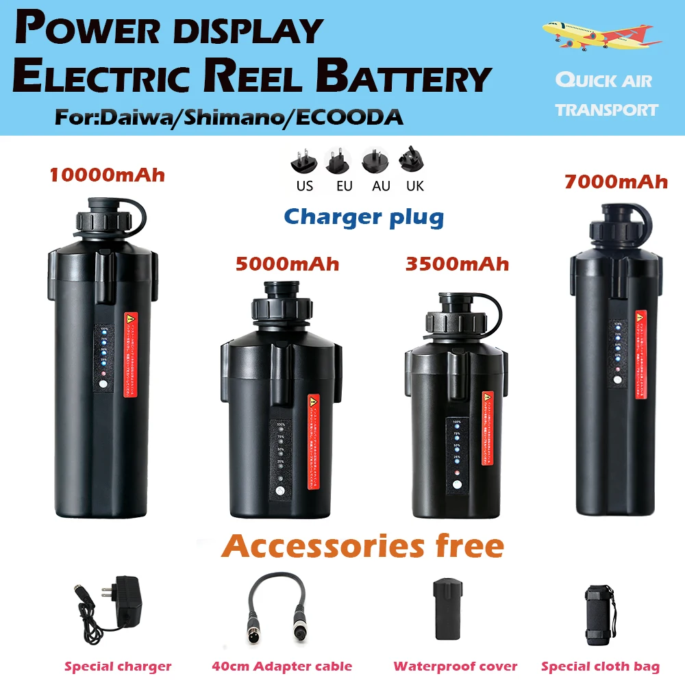 5000mAh 10000mAh Power Display Sea Fishing Electric Reel Battery 3500mAh 7000mAh Electric Reel Battery For SHIMANO EOODA DAIWA
5000mAh 10000mAh Power Display Sea Fishing Electric Reel Battery 3500mAh 7000mAh Electric Reel Battery For SHIMANO EOODA DAIWA
