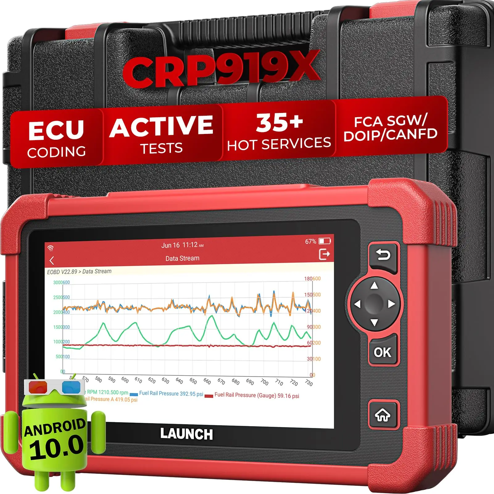 LAUNCH CRP919X 2027 New OBD2 Scanner with ECU Coding & Bidirectional Control, 35+ Resets Full System Diagnostic Tool, CANFD DOIP FCA AutoAuth, 4000+ Active Tests Upgraded of CRP909X
LAUNCH CRP919X 2027 New OBD2 Scanner with ECU Coding & Bidirectional Control, 35+ Resets Full System Diagnostic Tool, CANFD DOIP FCA AutoAuth, 4000+ Active Tests Upgraded of CRP909X
