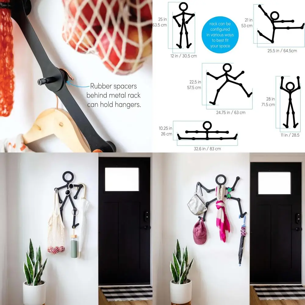 Black Metal Wall Rack: Customizable, Playful Hanging Hooks for Coats, Hats, Umbrellas, 12x25 inches
Black Metal Wall Rack: Customizable, Playful Hanging Hooks for Coats, Hats, Umbrellas, 12x25 inches