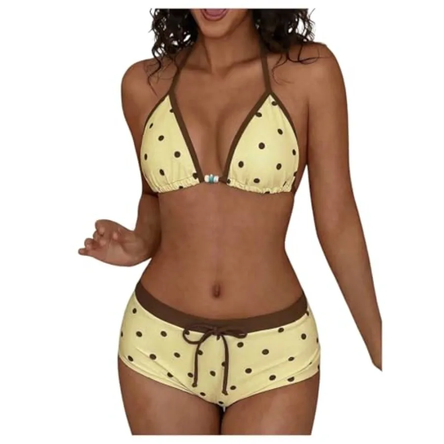 WDIRARA Women's Polka Dots 2 Pcs Swimsuit Triangle Halter Bikini Set Boyshorts Bathing Suit
WDIRARA Women's Polka Dots 2 Pcs Swimsuit Triangle Halter Bikini Set Boyshorts Bathing Suit