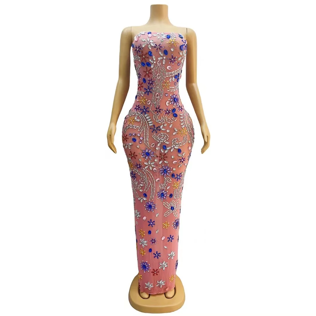 ColorfuL Big Rhinestones Transparent Sleeveless Pink Dress Birthday Celebrate Evening Dance Performance Sexy Costume tangren
ColorfuL Big Rhinestones Transparent Sleeveless Pink Dress Birthday Celebrate Evening Dance Performance Sexy Costume tangren